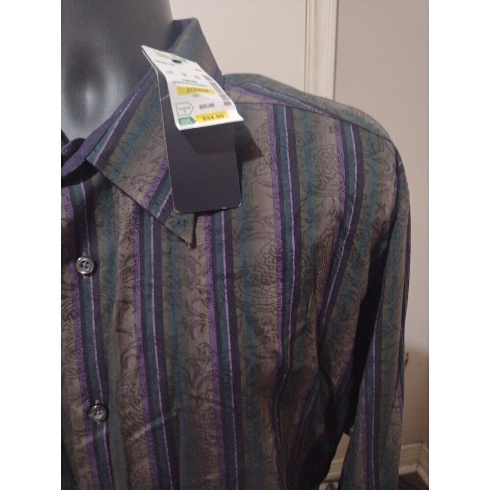 New MEN'S Malibu Cowboy 2XL Shirt Long Sleeve Multicolor Stripe Western Button - Picture 6 of 11